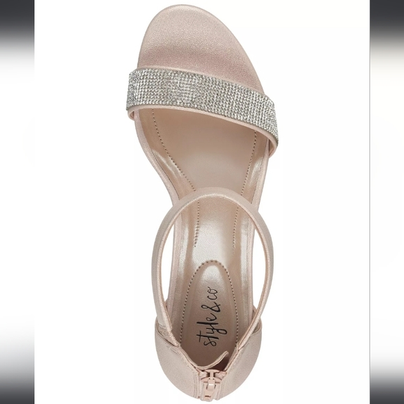 Style & Co Phyllis Two-piece Evening Sandals Blush Silver 7 - Picture 4 of 8